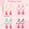 3 Pairs 3 Colors Alloy Flamingo Chandelier Earrings EJEW-AN0004-43-2