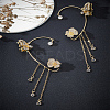 1 Pair Alloy Glass Tassel Cuff Earrings for Women EJEW-LP0001-65-1