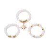 3Pcs 3 Styles Natural Rose Quartz Beaded Stretch Rings Set RJEW-JR00647-02-1