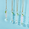 Teardrop Glass & Acrylic Flower Car Mirror Pendant Decorations HJEW-DR00051-4