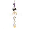 Teardrop Glass & Natural Amethyst Beads Hanging Suncatchers HJEW-JM04611-2