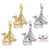 8Pcs 2 Colors Brass Micro Pave Colorful Cubic Zirconia Pendants ZIRC-BBC0001-08-1