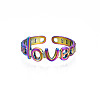 Ion Plating(IP) Rainbow Color 304 Stainless Steel Word Love Open Cuff Ring for Women RJEW-S405-262M-2