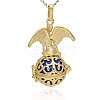 Golden Tone Brass Hollow Round Cage Pendants KK-J242-10G-3