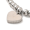 304 Stainless Steel Heart Charm Bracelet with Enamel BJEW-B057-08P-3