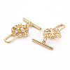 Brass Micro Pave Clear Cubic Zirconia Peg Bails Toggle Clasps KK-S356-423-NF-2