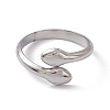 Non-Tarnish 304 Stainless Steel Double Snake Open Cuff Ring for Women RJEW-C045-14P-2