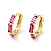 Cubic Zirconia Rectangle Hoop Earrings EJEW-C028-24G-03-1