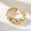 Brass Micro Pave Colorful Cubic Zirconia Cuff Open Rings RJEW-Z145-05G-3