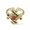 Cubic Zirconia Symbol # Open Cuff Ring RJEW-P046-01G-04-3
