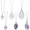 6Pcs 2 Styles Stainless Steel Braided Chain Macrame Pouch Empty Stone Holder Pendant Necklace Making NJEW-SC0001-46-1