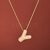 Brass Micro Pave Clear Cubic Zirconia Initial Pendant Necklaces for Women FS-WGDC51D-25-1