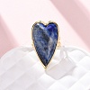 Heart Natural Lapis Lazuli Finger Rings RJEW-M076-03G-08-5