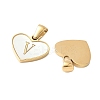 304 Stainless Steel Pave Natural White Shell Heart with Initial Slice Pendants STAS-R168-25G-V-2