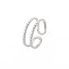 Non-Tarnish 304 Stainless Steel Double Line Open Cuff Ring for Women RJEW-S405-227P-3