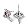 Brass Cubic Zirconia Rhombus Stud Earring Findings LS-KK-B087-04P-1-1