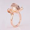 Real Rose Gold Plated Eco-Friendly Tin Alloy Round Imitation Pearl Finger Rings For Party RJEW-BB14344-6RG-3