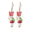 304 Stainless Steel Butterfly & Mushroom Dangle Earrings for Women EJEW-JE06235-01-1
