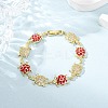 Brass Micro Pave Clear Cubic Zirconia Link Bracelets for Women BJEW-H209-05G-4