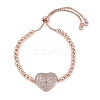 Rack Plating Brass Micro Pave Cubic Zirconia Silder Bracelets BJEW-P341-03RG-1