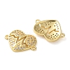 Rack Plating Brass Cubic Zirconia Heart Connector Charms KK-C084-08B-G-2