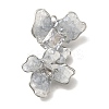 Brass Clear Cubic Zirconia & Glass Flower Connector Charms KK-K388-63P-1