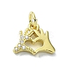 Heart Theme Brass Micro Pave Cubic Zirconia Charms KK-H475-56G-02-1