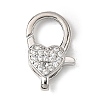 Brass Clear Cubic Zirconia Lobster Claw Clasps KK-Z078-46A-P-1