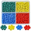 800pcs 4 Colors Baking Paint 15/0 Glass Round Seed Beads SEED-FS0001-21B-1
