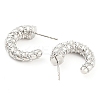 Rack Plating Brass Cubic Zirconia Horn Stud Earrings EJEW-K245-31P-2