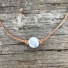 Natural Howlite Round Ball Pendant Genuine Leather Handmade Necklace Simple Elegant Jewelry IU3089-6-1