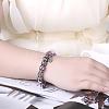 Beautiful Design Heart Tin Alloy Czech Rhinestone Charm European Beaded Bracelets BJEW-BB02072-C-6