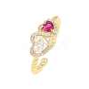 Brass Micro Pave Cubic Zirconia Cuff Open Rings for Women RJEW-C153-04G-02-4