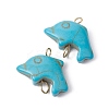 Synthetic Turquoise Connector Charms PALLOY-JF02372-02-1