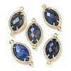 Dyed Natural Lapis Lazuli Faceted Horse Eye Connector Charms G-G181-07G-04-1