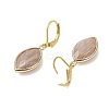 Horse Eye Natural Sunstone with Brass Hoop Earrings for Women EJEW-JE05926-4