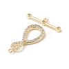 Brass Micro Pave Clear Cubic Zirconia Toggle Clasps KK-P234-66G-3