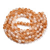 Crackle Baking Paint Imitation Jade Glass Beads Strands DGLA-T003-6mm-08-3