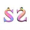 Ion Plating(IP) 304 Stainless Steel Alphabet Charms STAS-H122-S-M-1