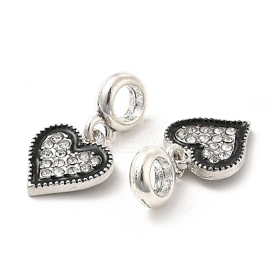 Rack Plating Alloy Black Enamel European Dangle Charms PALLOY-P289-10P-1