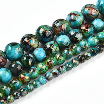 Baking Paint Glass Beads Strands DGLA-N003-8mm-B08-1