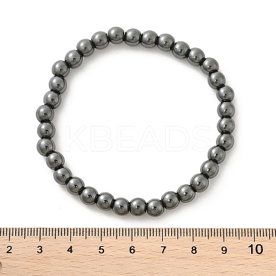 Synthetic Non-magnetic Hematite Beaded Stretch Bracelets BJEW-D446-B-22-1