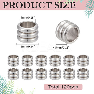 120Pcs 202 Stainless Steel Beads STAS-ME0002-49-1