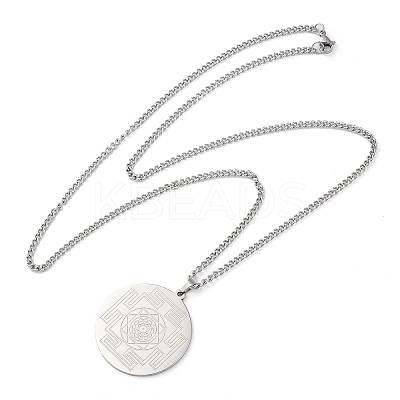 Non-Tarnish 304 Stainless Steel Curb Chain Pendant Necklaces NJEW-H034-01P-1