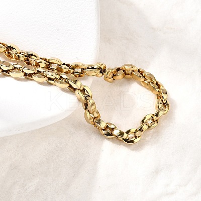 304 Stainless Steel Coffee Bean Chain Bracelets for Women BJEW-B140-01A-G-1