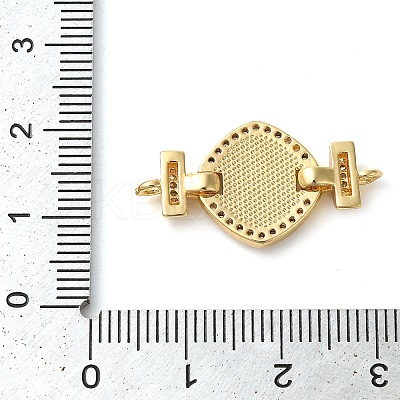 Rack Plating Brass Micro Pave Clear Cubic Zirconia Rhombus Links Connector Charms KK-K385-105G-03-1