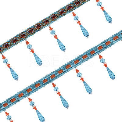12M Polyester Fringe Lace Trims SRIB-WH0026-26B-1
