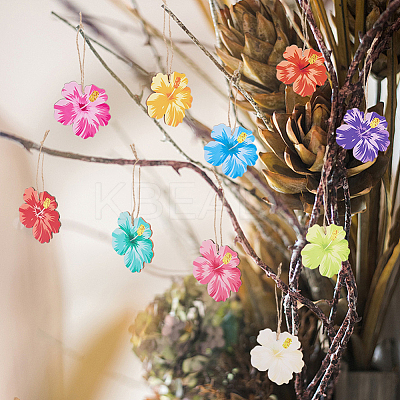36Pcs Wooden Flower Pendant Decoration HJEW-SC0002-95-1