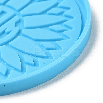 DIY Mother's Day Theme Flat Round with Sunflower Pendant Silicone Molds LS-SIMO-H010-03-1