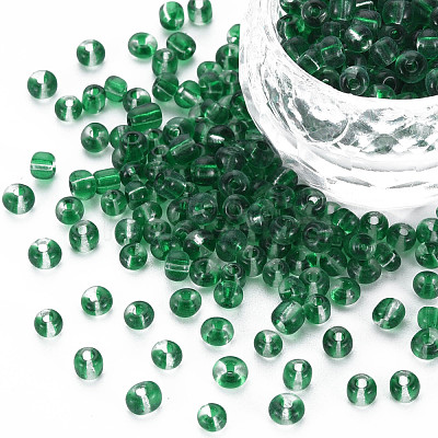 6/0 Transparent Two Tone Glass Seed Beads SEED-T006-01C-C09-1